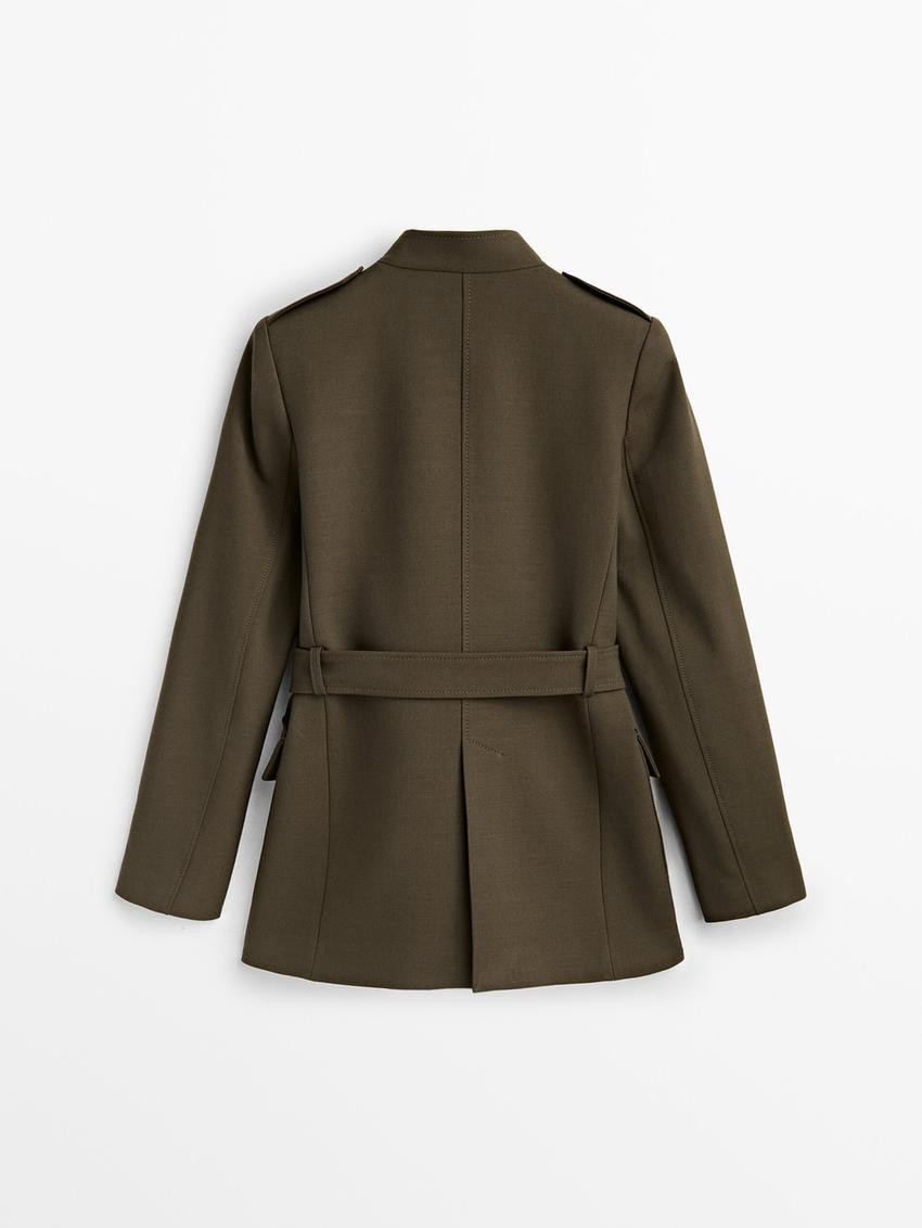Belted double-button blazer | Massimo Dutti US