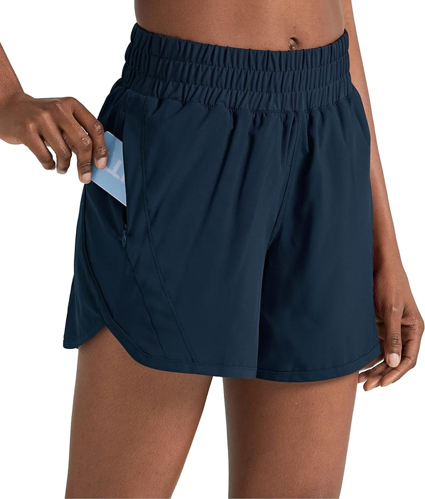 ZUTY 5" Athletic Running Shorts for Women with Zipper Pocket High Waisted Quick Dry Workout Gym S... | Amazon (US)