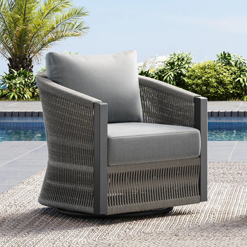 Jadai Metal Swivel Patio Chair with Cushions | Wayfair North America