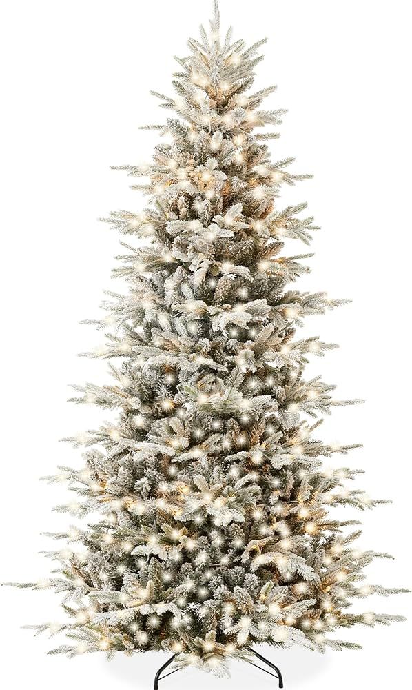 Best Choice Products 7.5ft Pre-Lit Artificial Aspen Christmas Tree, Premium Flocked Noble Holiday Dé | Amazon (US)