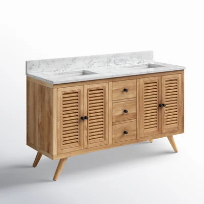 Harper 60" Double Bathroom Vanity with Carrara Marble Top | Wayfair North America