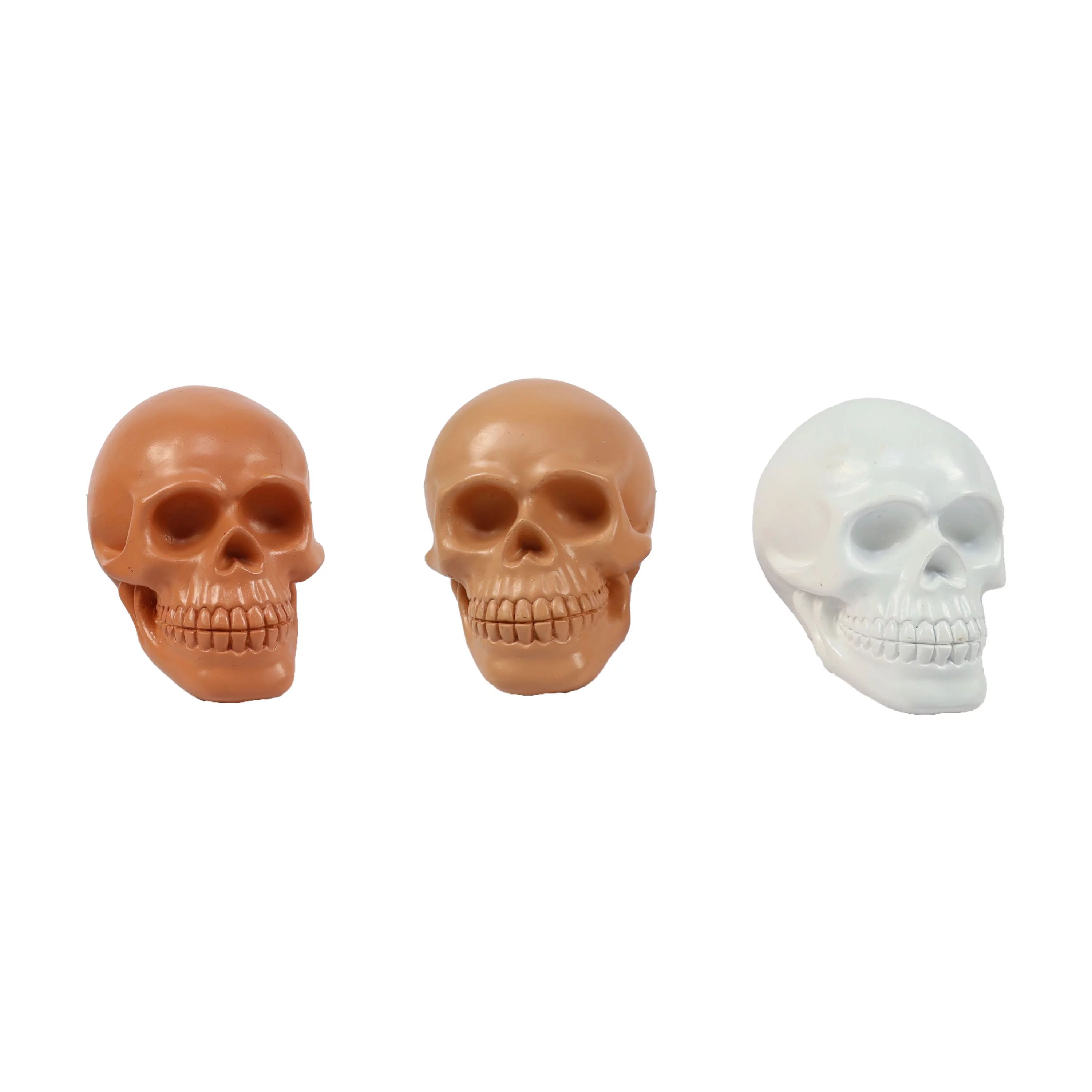Halloween 3 Pieces Multi Colors Skull Terra-Cotta Decoration, Way to Celebrate, 4.5in Height | Walmart (US)