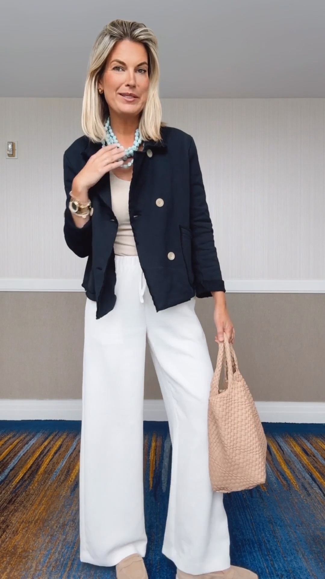 Travel outfit. Linking a save for the viral wrinkle free wide leg pants. I am in small tall in the lodge pants. Small tank and sweatshirt blazer.  Shoes true to size.

#LTKTall #LTKTravel

#LTKdayinmylife #LTKWorkwear #LTKSeasonal