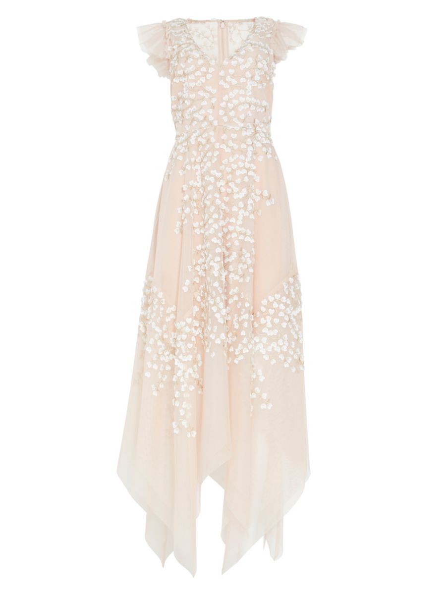 BCBGMAXAZRIA Floral Flutter-Sleeve Gown | Saks Fifth Avenue