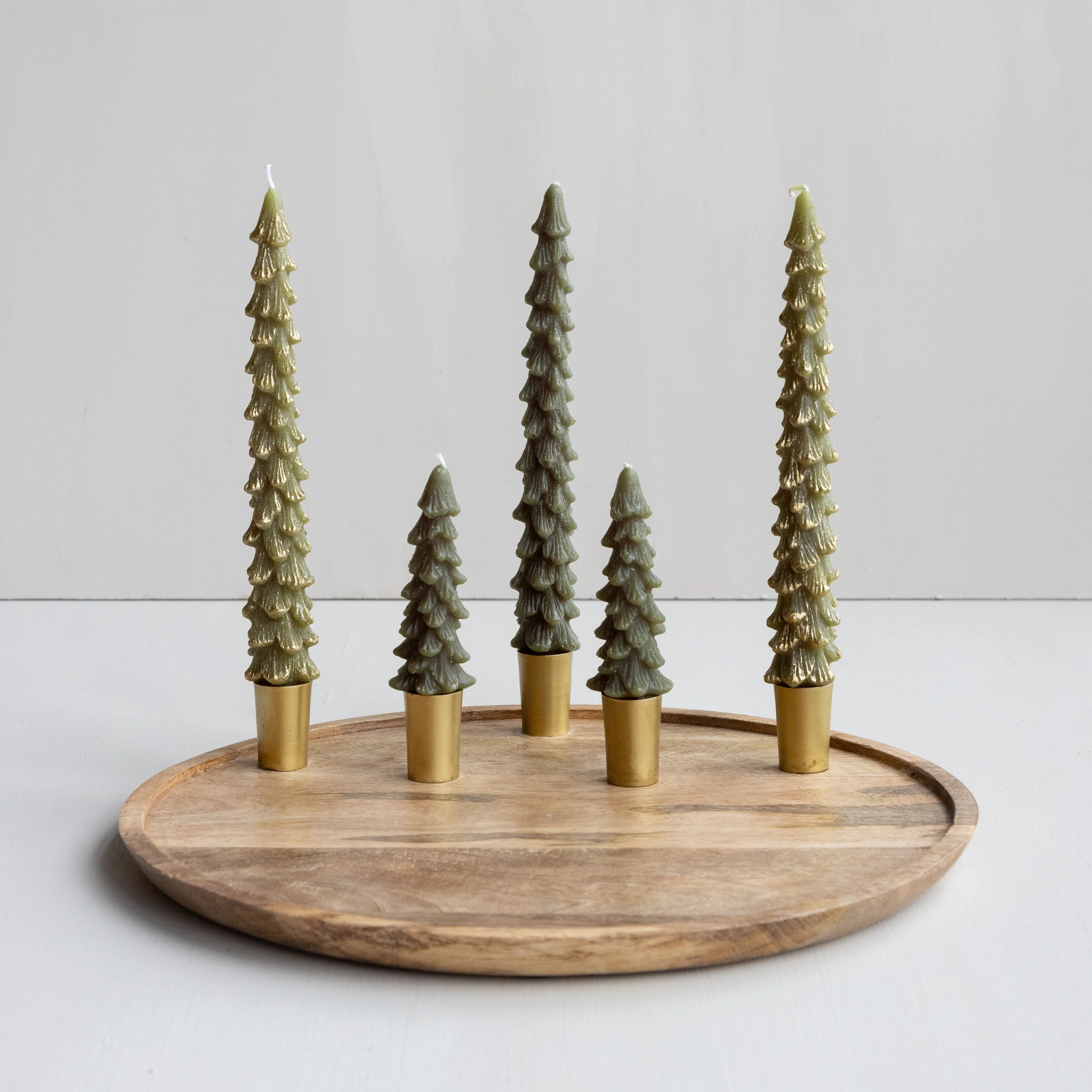 10" Green Tree Taper Candles | Eco Chic Home
