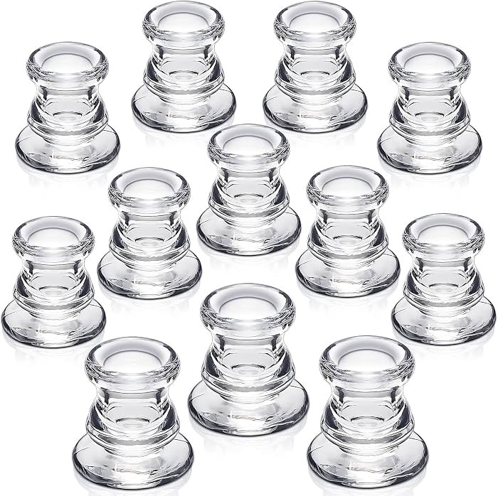 Candlestick Holders Bulk - 12PCS Taper Candle Holders for Table Centerpiece - Thick Glass Candle ... | Amazon (US)