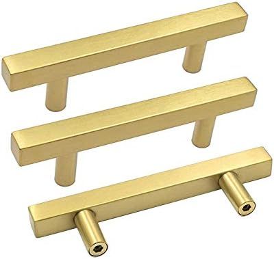 goldenwarm 2Pack Brushed Brass Drawer Pulls Gold Kitchen Hardware - LS1212GD76 Gold Cabinet Pulls... | Amazon (US)