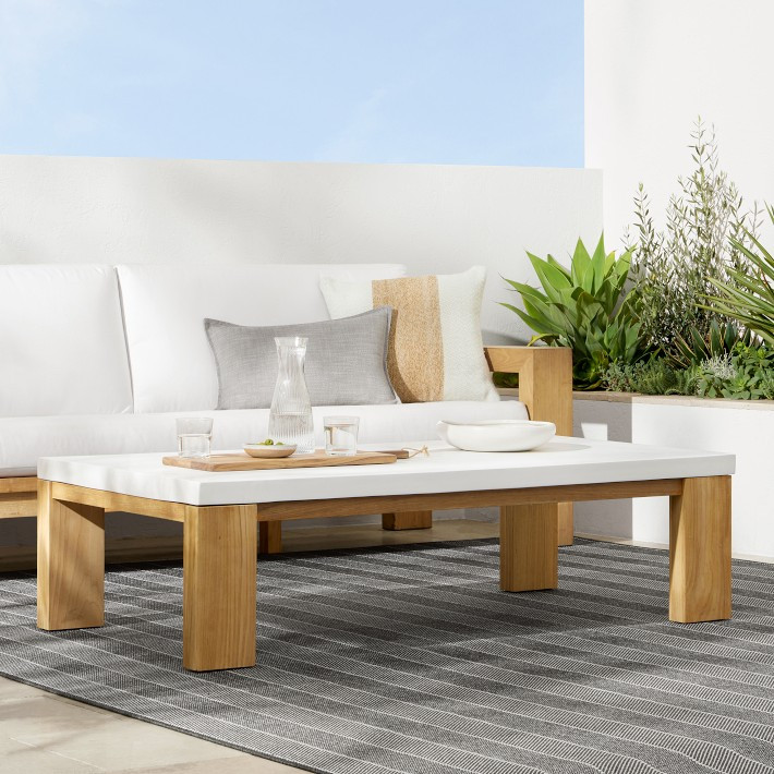Larnaca Outdoor Teak Fiberstone Coffee Table | Williams-Sonoma