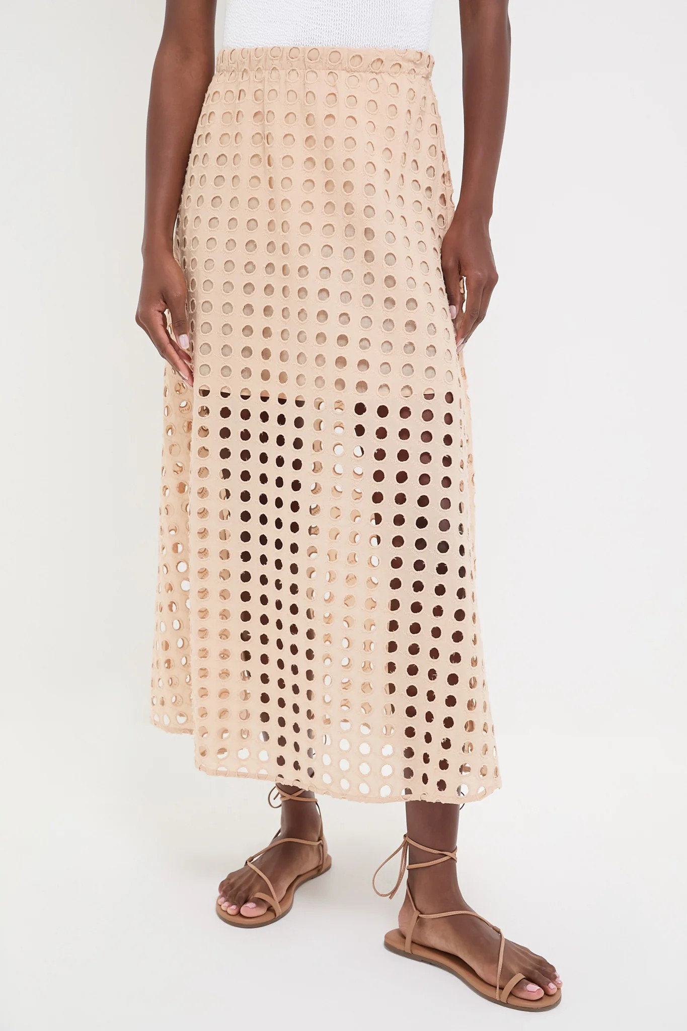 Tan Cotton Eyelet Eve Skirt | Tuckernuck (US)