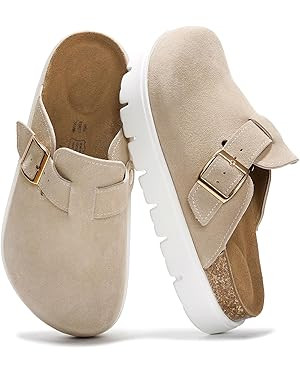 Project Cloud Genuine Leather Platform Clogs for Women Footwear - Memory Foam Arch Support Cork F... | Amazon (US)