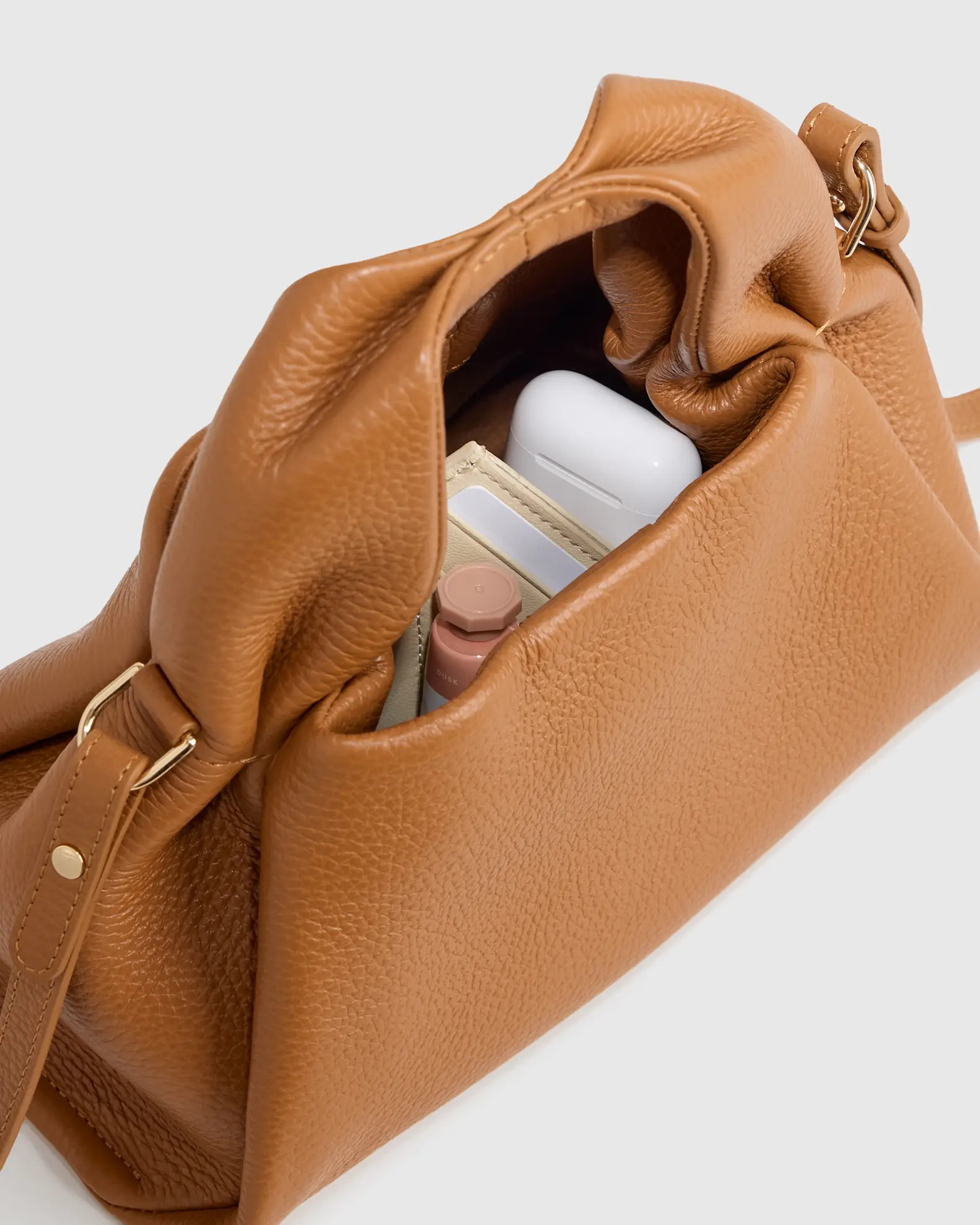 Italian Leather Trapeze Crossbody in Cognac | Quince