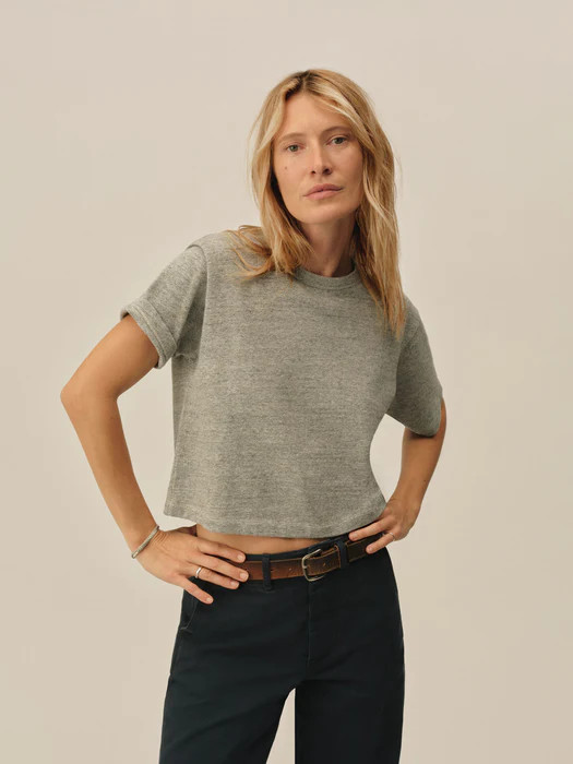 Heather Grey Field-Spec Boyfriend Crop Tee | Buck Mason | Buck Mason