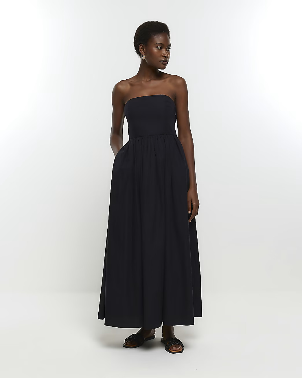 Black bandeau prom maxi dress | River Island (UK & IE)