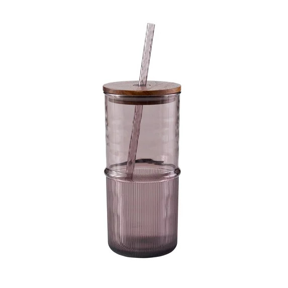Better Homes & Gardens 22-Ounce Ribbed Purple Tritan Tumbler with Acacia Lid | Walmart (US)