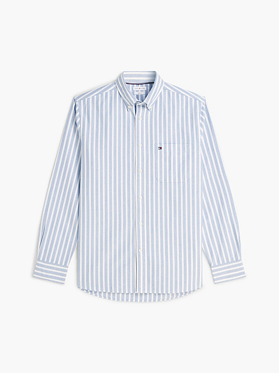 Regular Fit Stripe Oxford Shirt | Blue | Tommy Hilfiger | Tommy Hilfiger UK