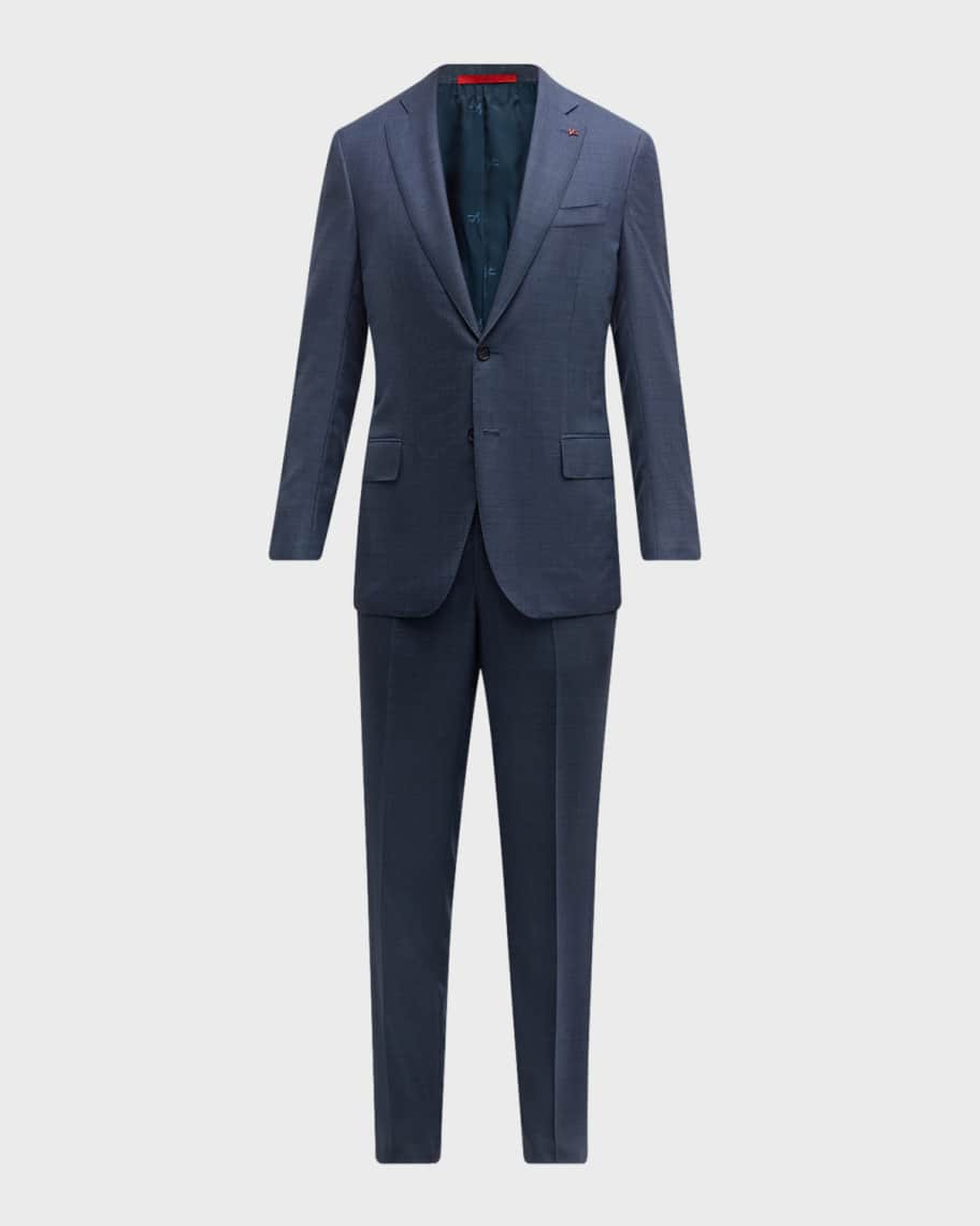 Isaia Men's Blue Birdseye Wool Suit | Neiman Marcus
