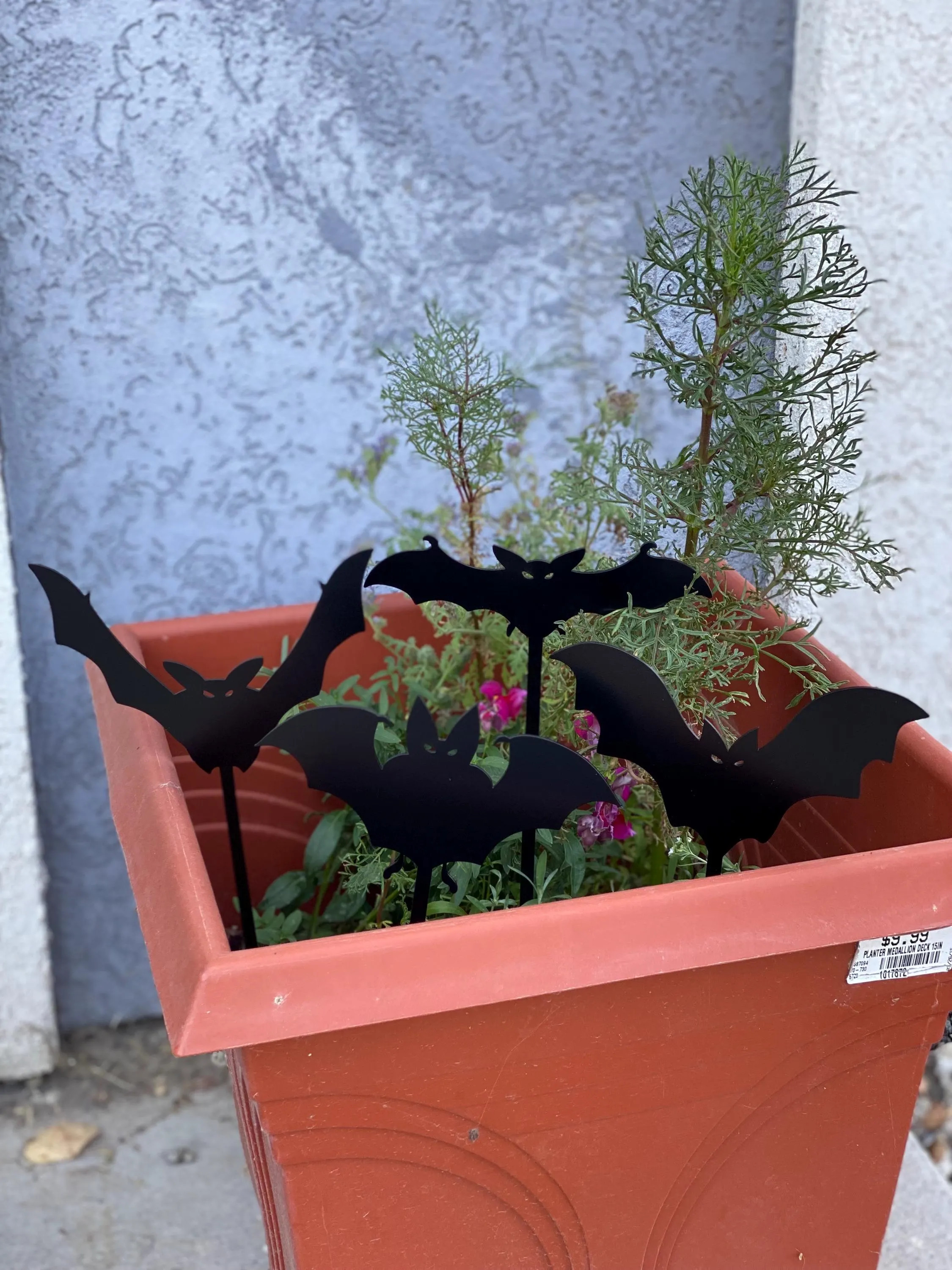 Black Bat Halloween decor yard stake set of 4, plant stake, gothic garden accents | Etsy (Global)
