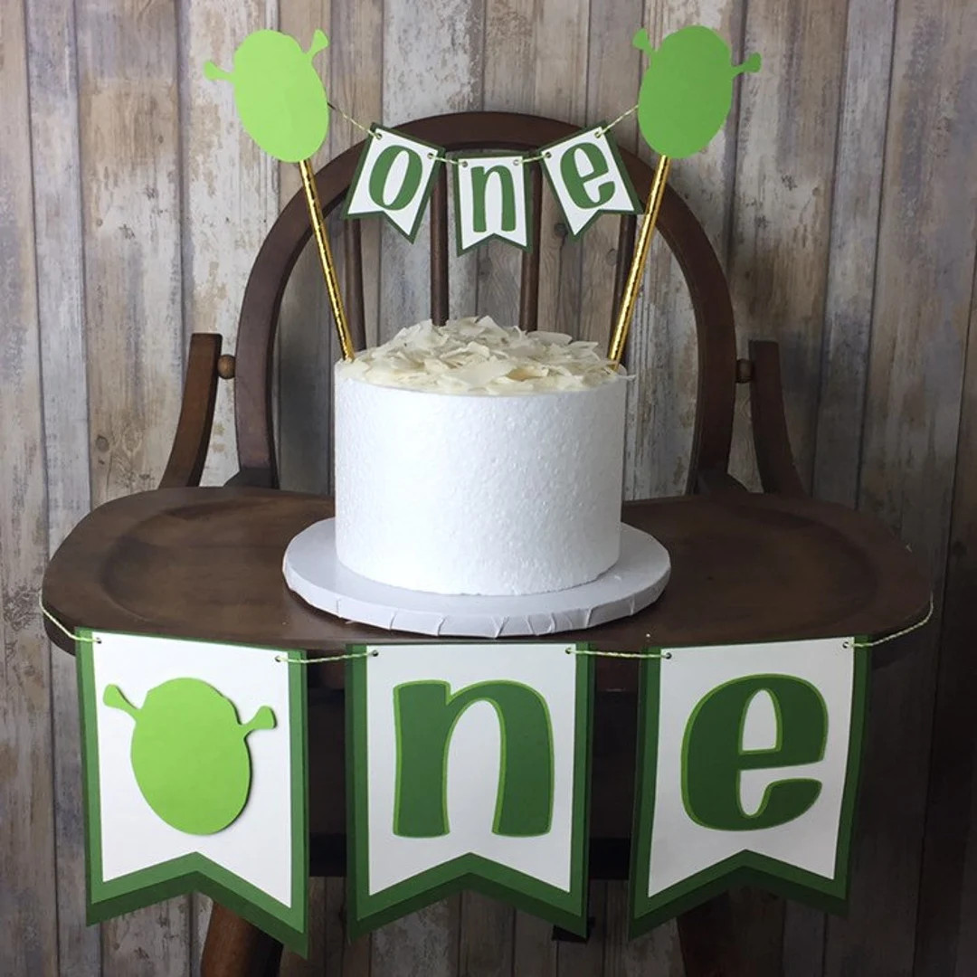 Shrek Inspired one or two Banner and Cake Topper. This Wanted Ogre Will Make Your Little Ones Par... | Etsy (US)