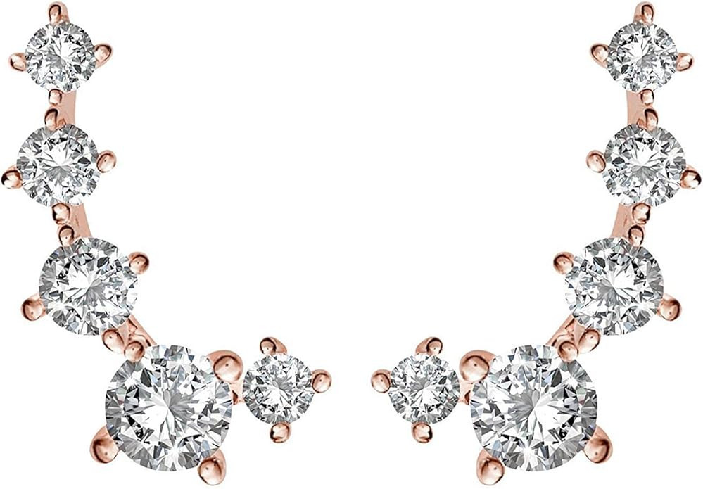 PAVOI 14K Gold Plated Cubic Zirconia Ear Crawler | Cuff Earrings | Hypoallergenic Stud Ear Climbe... | Amazon (US)