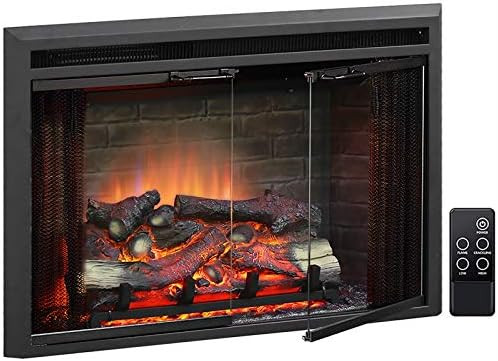Amazon.com: PuraFlame Klaus Electric Fireplace Insert with Fire Crackling Sound, Glass Door and M... | Amazon (US)