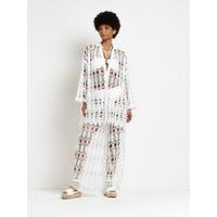 River Island Lace Oversized Beach Shirt - White | Very (UK)