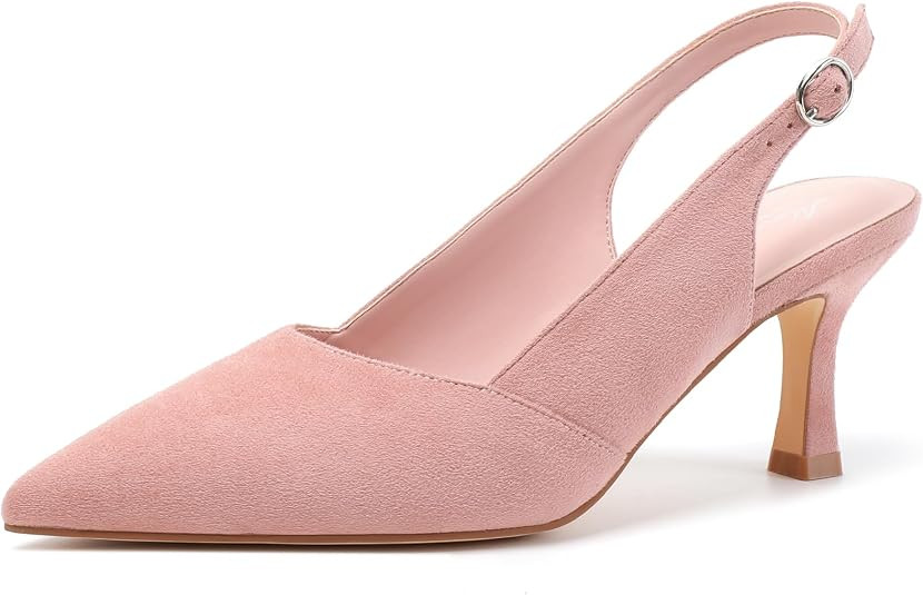 Mostrin Kitten Heels for Women Slingback Pointed Closed Toe Heels Women's Pumps Shoes for Wedding... | Amazon (US)