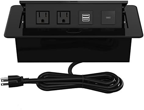 Pop Up Power Strip with USB C Ports, Recessed Power Grommet Outlet Hub Connectivity Box, Pop Up O... | Amazon (US)