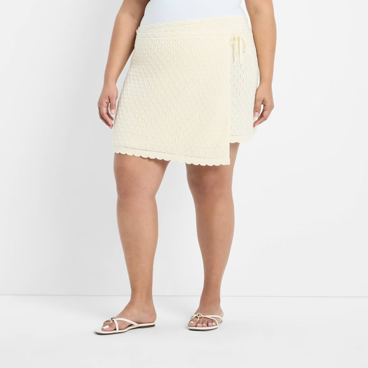 Women's High-Rise Sweater Wrap Mini Skirt - Future Collective Cream 2X | Target