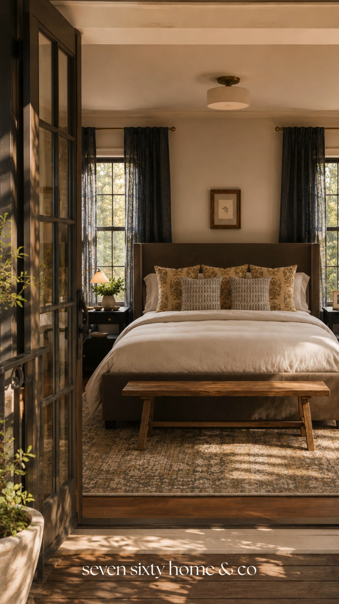 A bedroom should feel calm the moment you walk into it. This space combines a classic upholstered Quince bed with tailored Quince curtains, warm lighting, vintage-inspired textures, and layered neutral bedding for a cozy traditional bedroom that still feels fresh and livable.

Quince upholstered bed • Quince curtains • cozy traditional bedroom • heritage warmth interiors • luxury neutral bedroom • warm transitional bedroom • classic bedroom design • earthy bedroom inspiration • layered textures bedroom • inviting bedroom ideas 

 #LTKHome #LTKSaleAlert