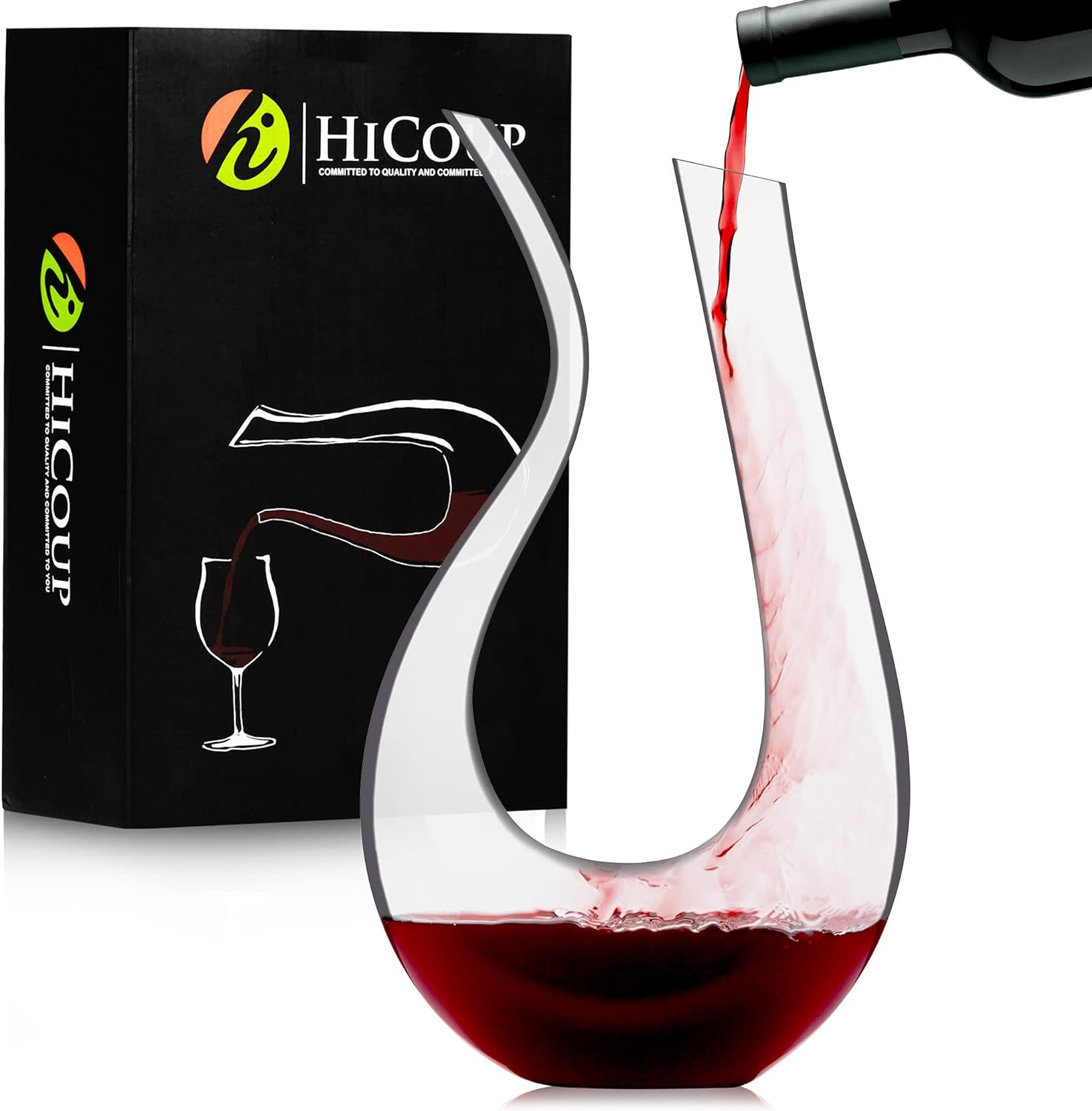 HiCoup Red Wine Decanter with Aerator - 750mL Crystal Glass Wine Carafe and Purifier for Home Bar﻿ | Amazon (US)