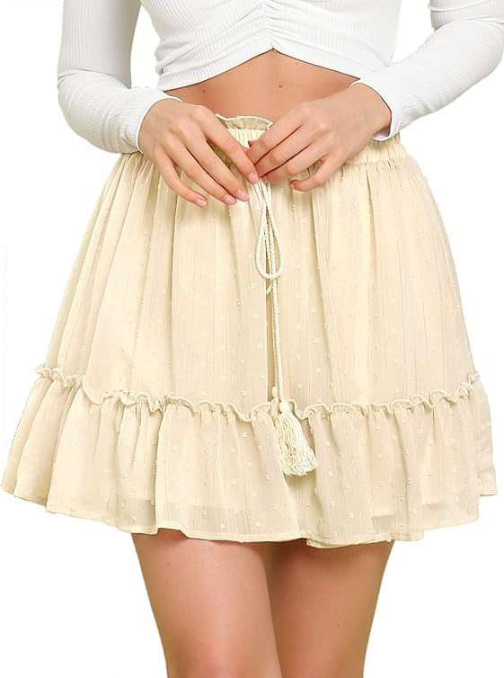 LUYAA Women's Casual Ruffle Short Sleeve Blouses Summer Square Neck Tops Loose Fit T Shirts | Amazon (US)