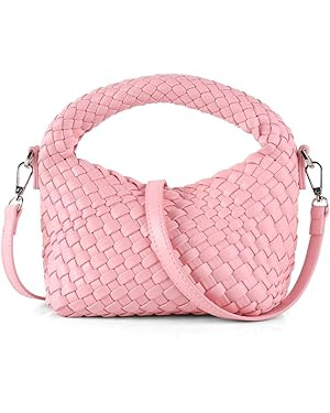 Women Woven Tote Small Crossbody Bag, Weave Quilted Purse Square Shoulder Bag Woven Handbag with ... | Amazon (US)