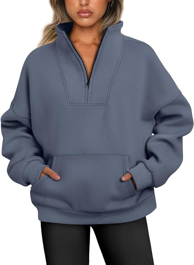 Trendy Queen Sweatshirts Half Zip Pullover Quarter Zip Oversized Hoodies Sweaters Fall Outfits 20... | Amazon (US)