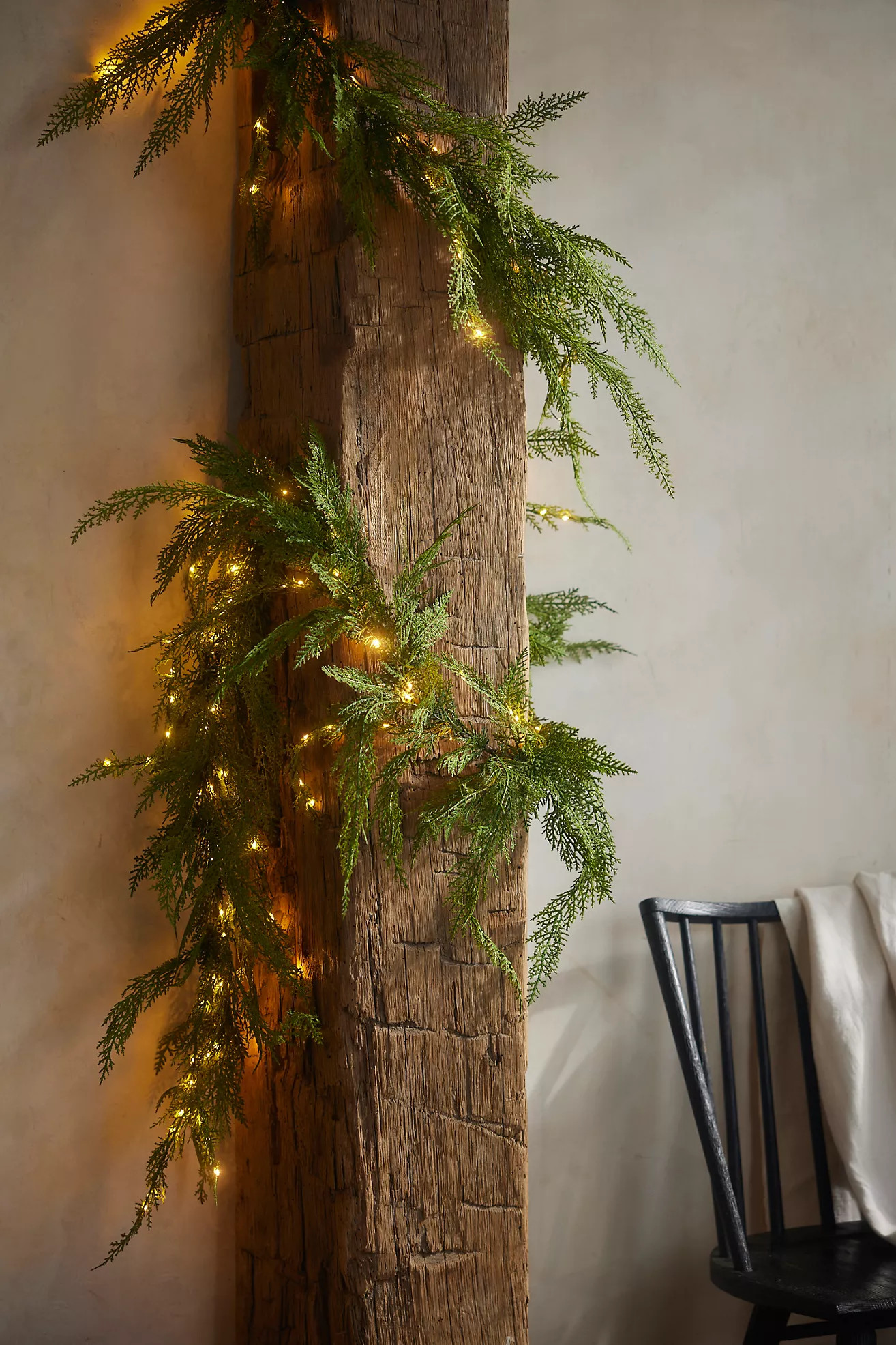 Pre-Lit Faux Cedar Garland, Evergreen 72-108" | Terrain