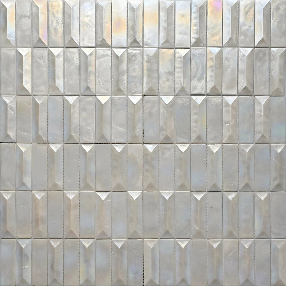 Prism Pearl Beveled Brick Cast Glass Mosaic Tile | Tile Club