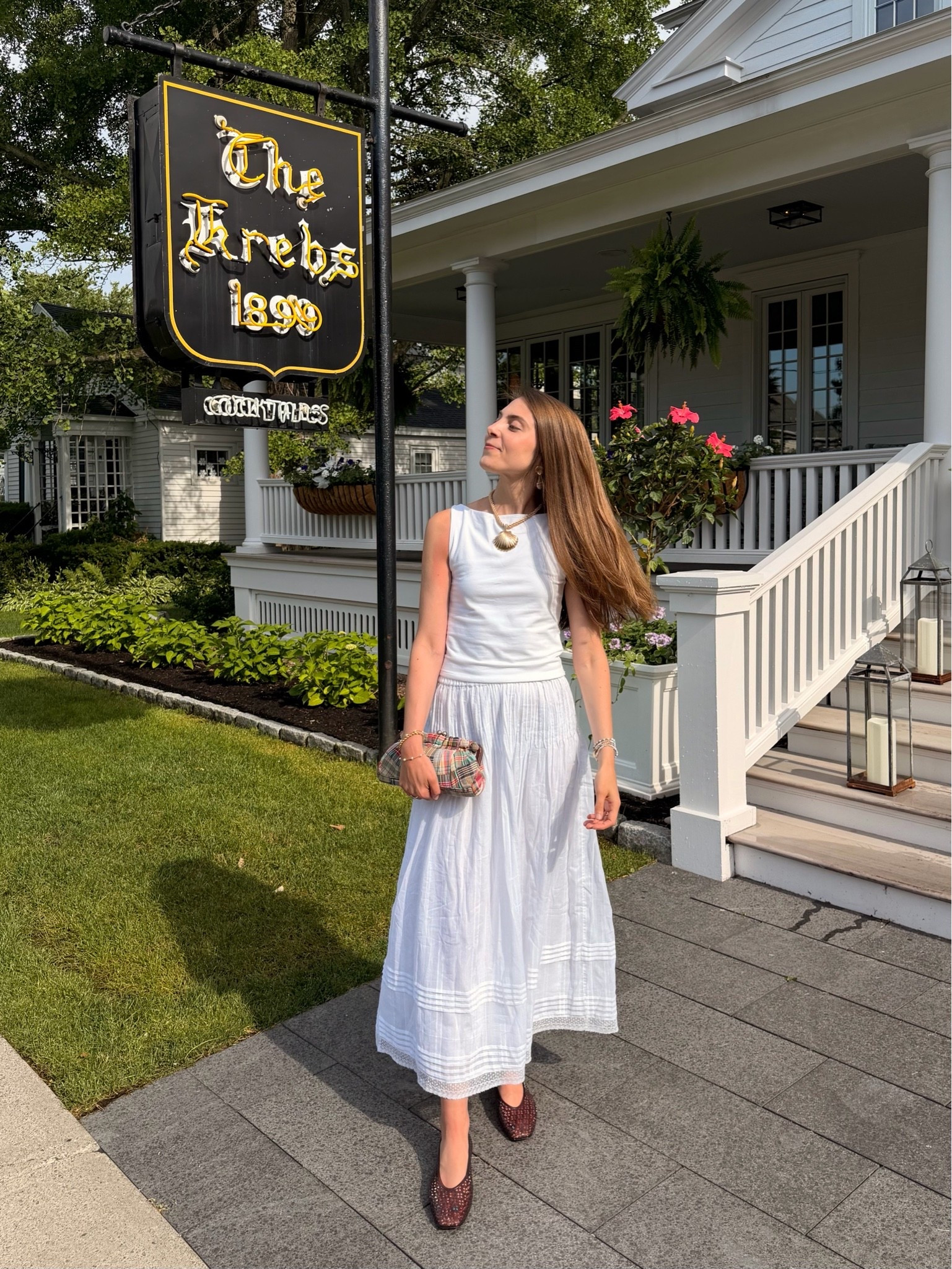 Madras, preppy, preppy style, gap, belly flats, jelly ballet flats, white maxi skirt, coastal grandmother, seashell

#LTKSeasonal #LTKTall #LTKootd