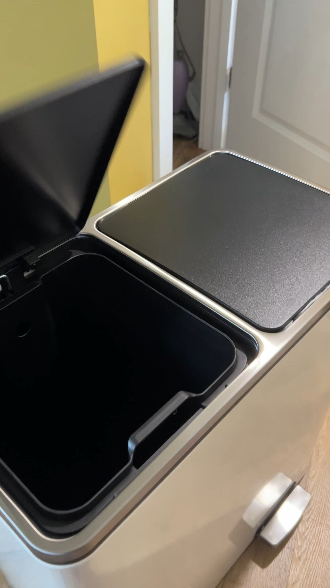 My favorite new addition to the kitchen! Hidden in the closet, easy to open and has a side for trash a a side for recycling!

#LTKHome #LTKFamily