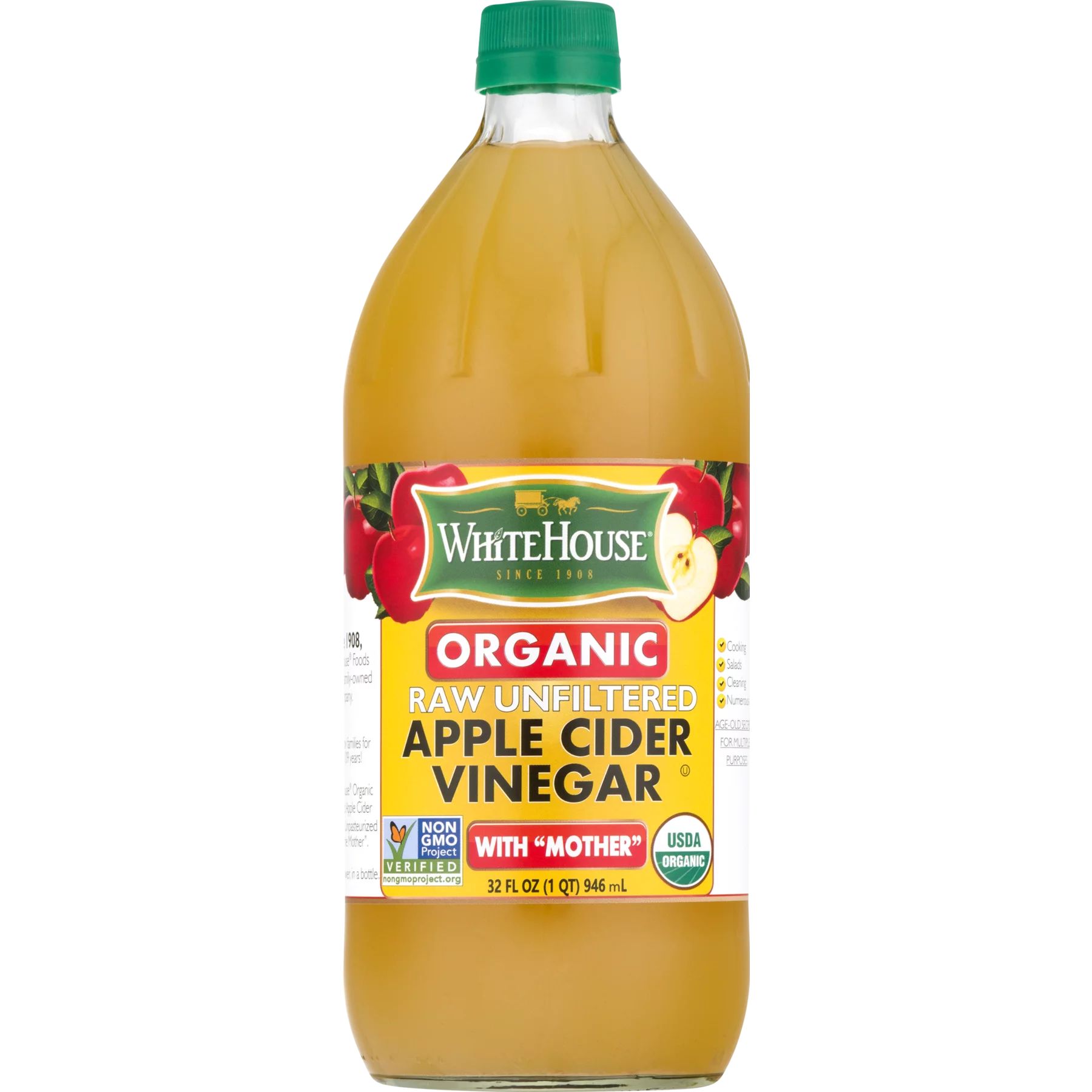 White House Organic Apple Cider Vinegar, Raw & Unfiltered, 32 Fl Oz | Walmart (US)