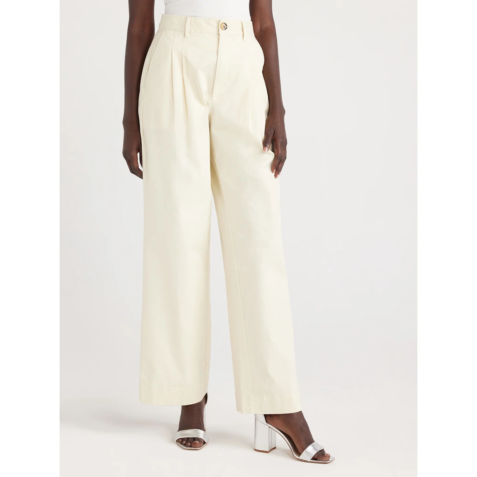 Free Assembly Women’s Wide Leg Chino Pants, 31” Inseam, Sizes 0-22 | Walmart (US)