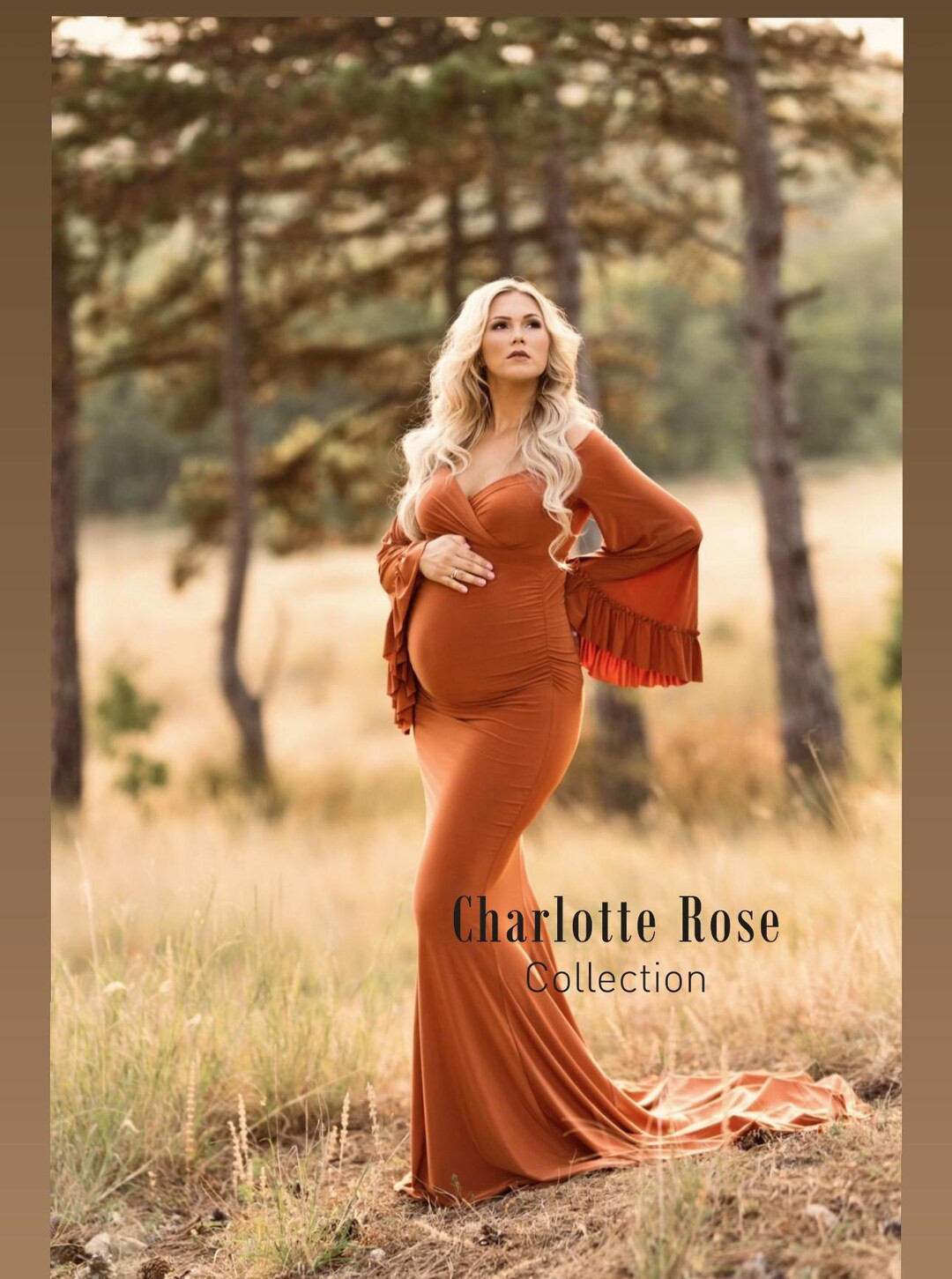 Fall maternity dress for pictures, almond maternity dress, ruffled sleeves maternity, long train ... | Etsy (US)