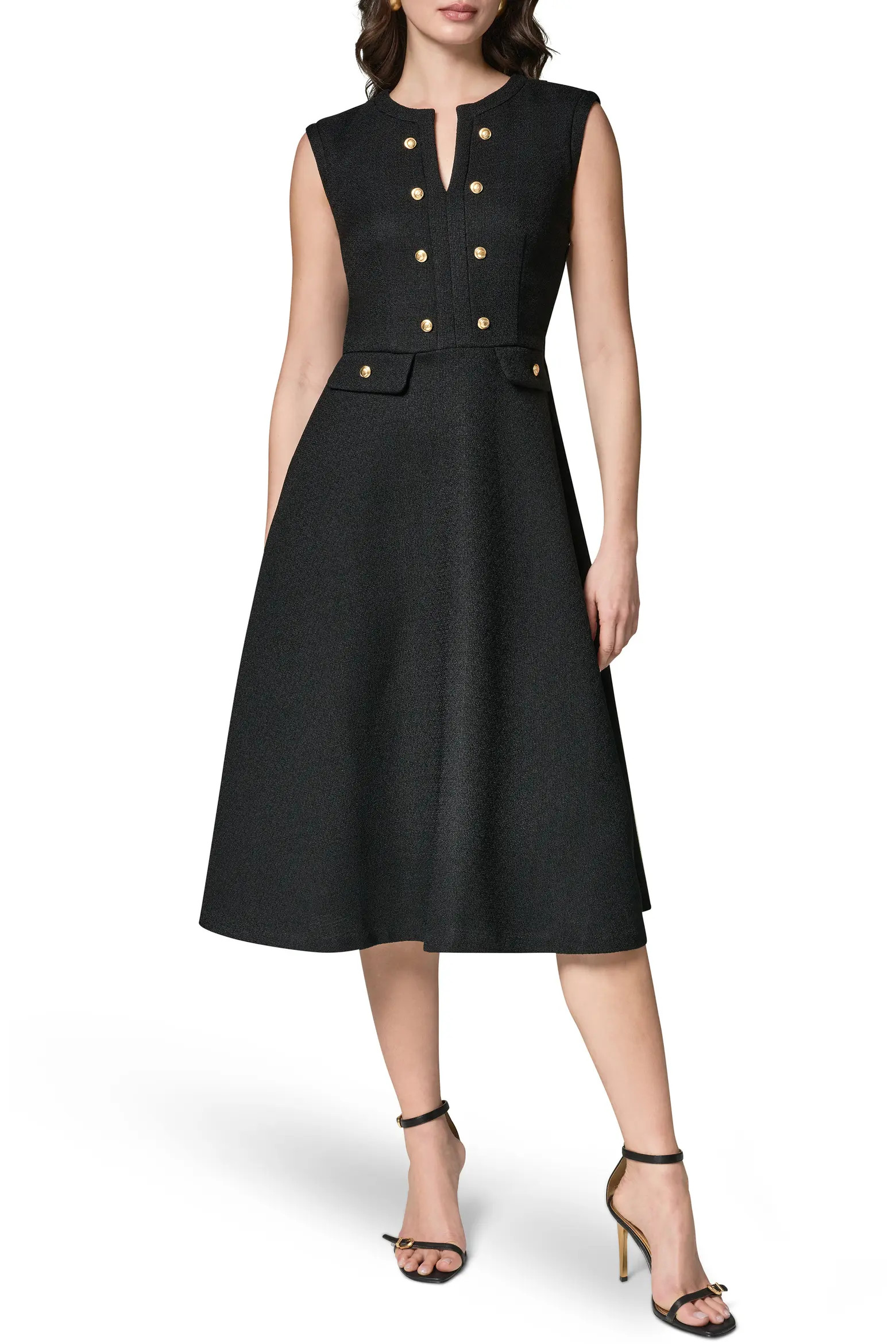 Split Neck Fit & Flare Knit Dress (Women) | Nordstrom | Nordstrom