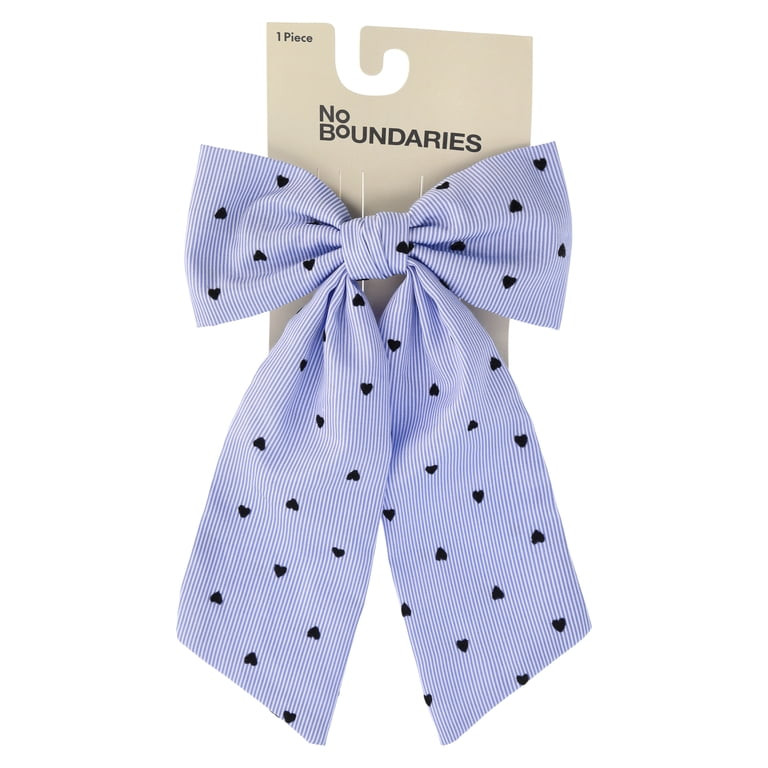 No Boundaries Large Heart Stripe Bow Barette Clip, Women's | Walmart (US)