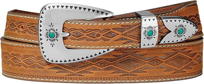 TONY LAMA Brown Dako 3 Peice Buckle - Accessories Belt Ladies | Amazon (US)