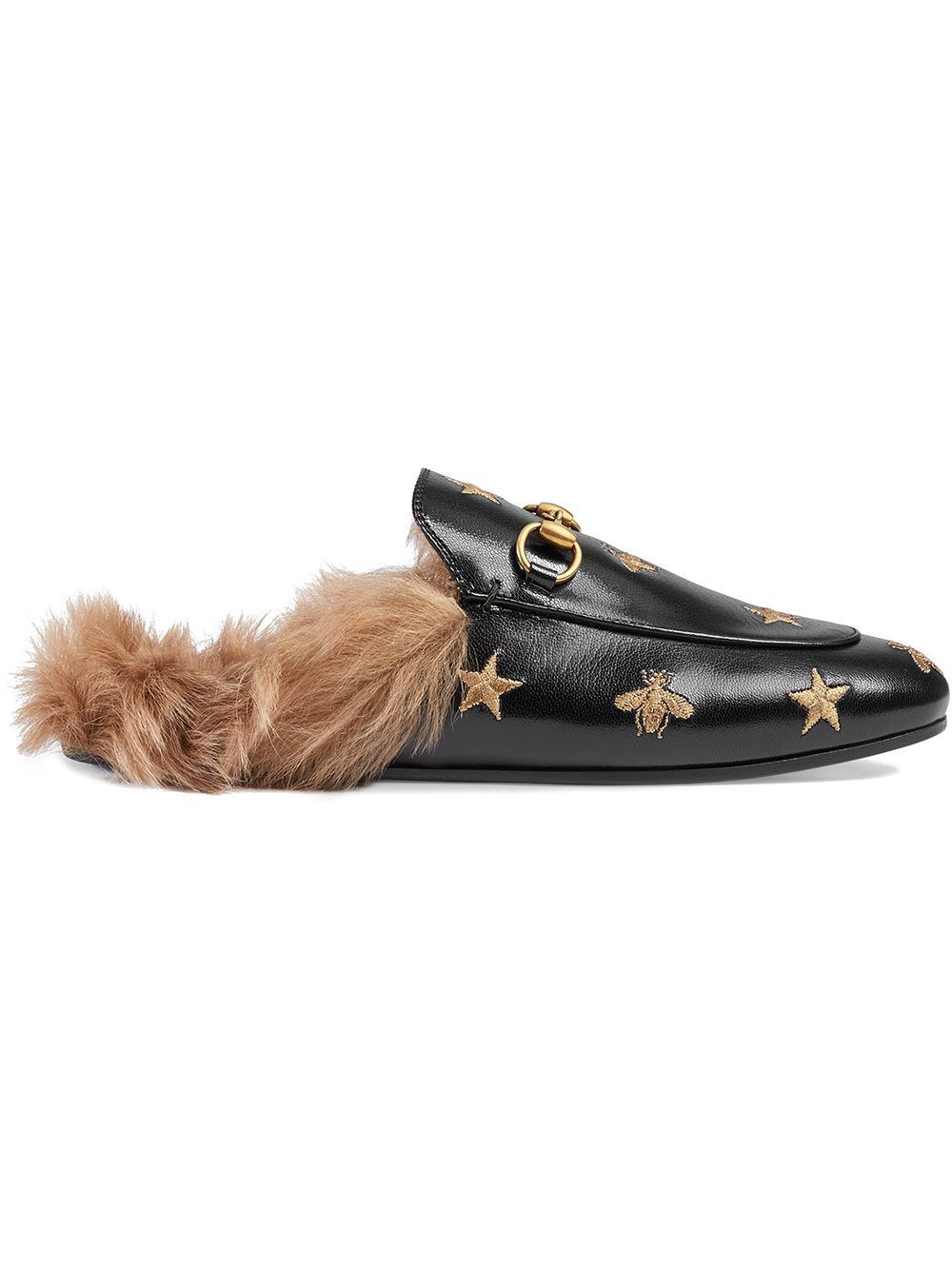 Gucci Princetown embroidered leather mules - Black | FarFetch Global