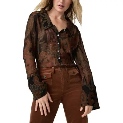 PAIGE Rosalinda Paisley Button-Up Shirt in Black Multi at Nordstrom, Size Medium | Nordstrom