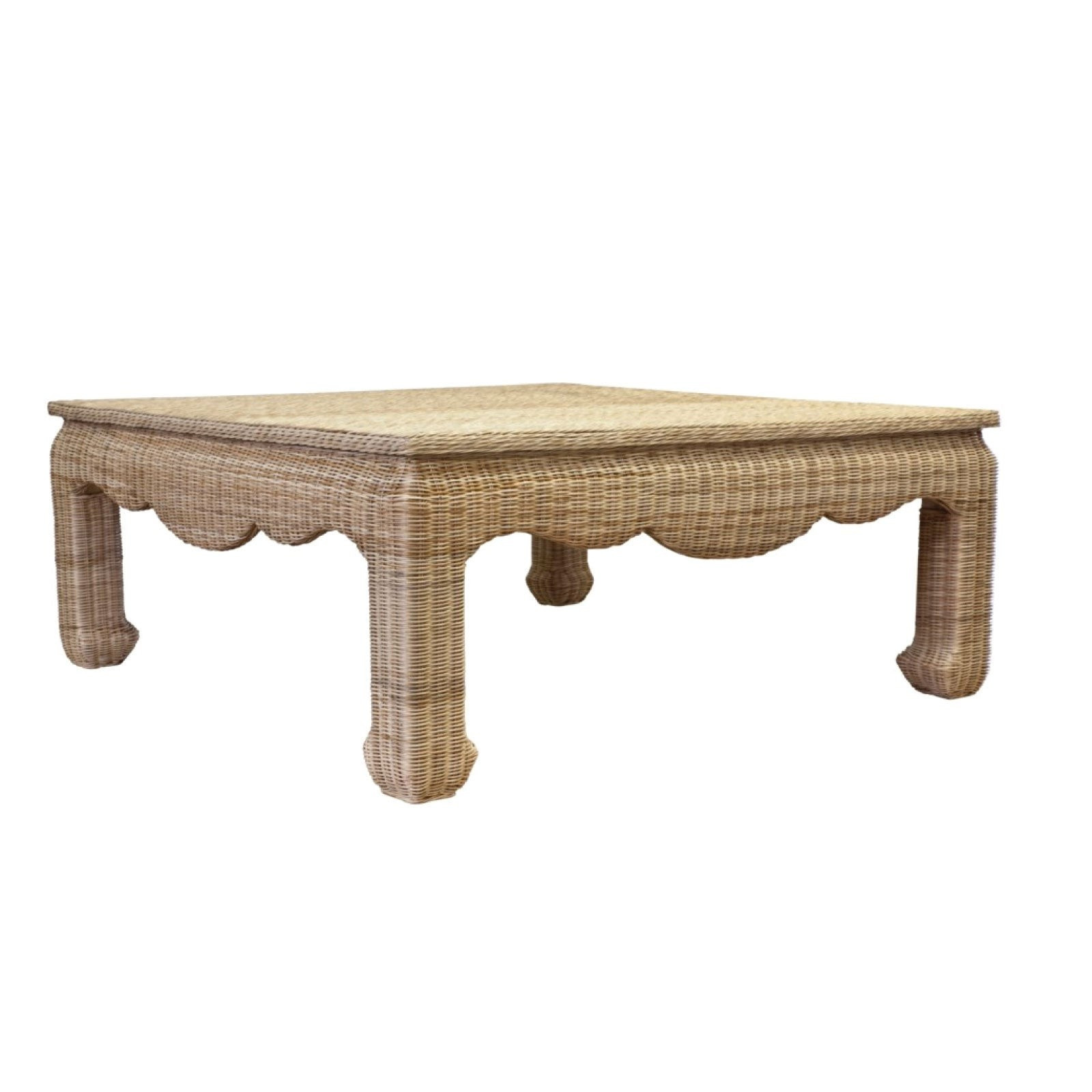 Scalloped  Edge Wicker Coffee Table | Brooke and Lou