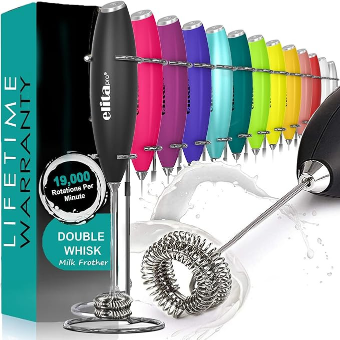 ULTRA HIGH SPEED MOTOR 19,000 RPM !, Milk Frother, With DOUBLE WHISK and STAND For quick preparat... | Amazon (US)