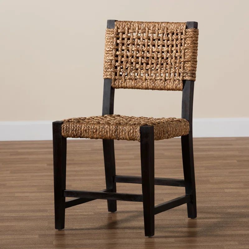 Ulammandakh Mahogany Solid Wood and Seagrass Side Chair in Natural Brown | Wayfair North America