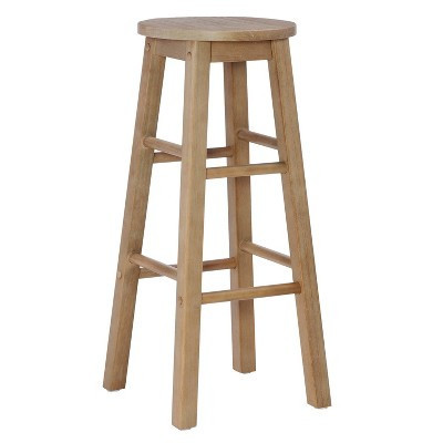 29" Killian Round Seat Backless Barstool Gray Wash - Linon: Rubberwood Frame, Fixed Height, Footrest | Target