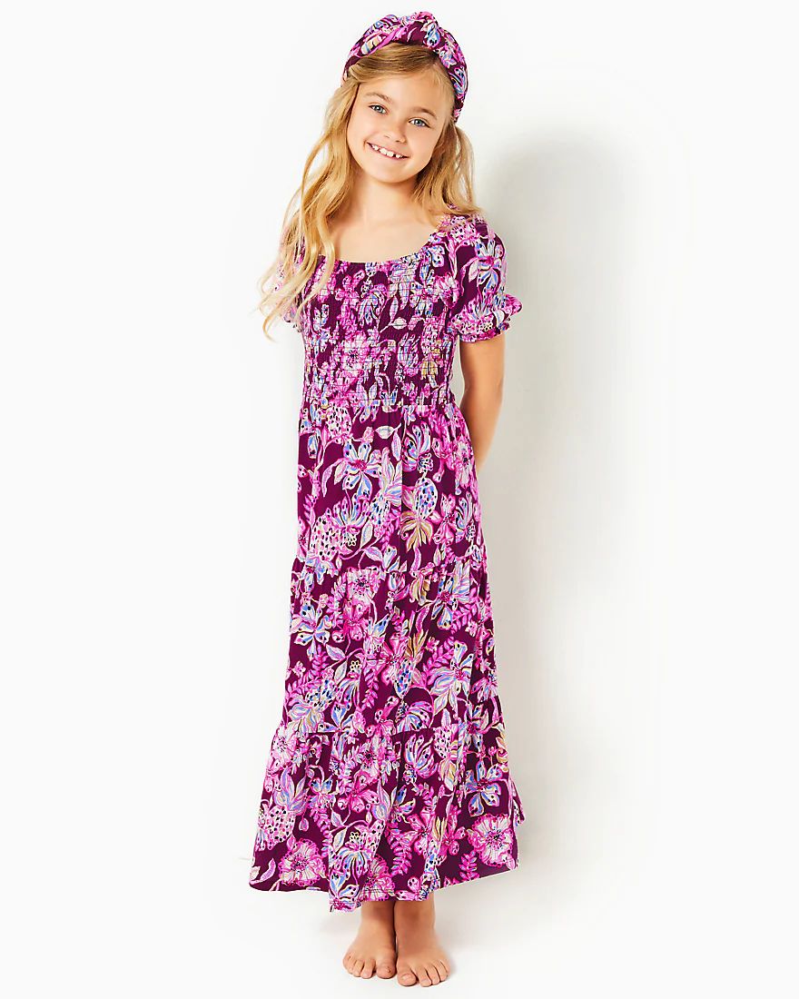 Girls Mini Jilly Sleeved Midi Dress | Splash of Pink - A Lilly Pulitzer Store